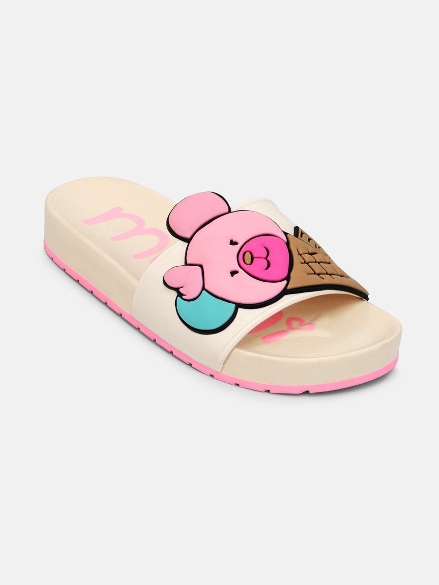 Girl's Slide Flip Flop with Ice Cream Patch