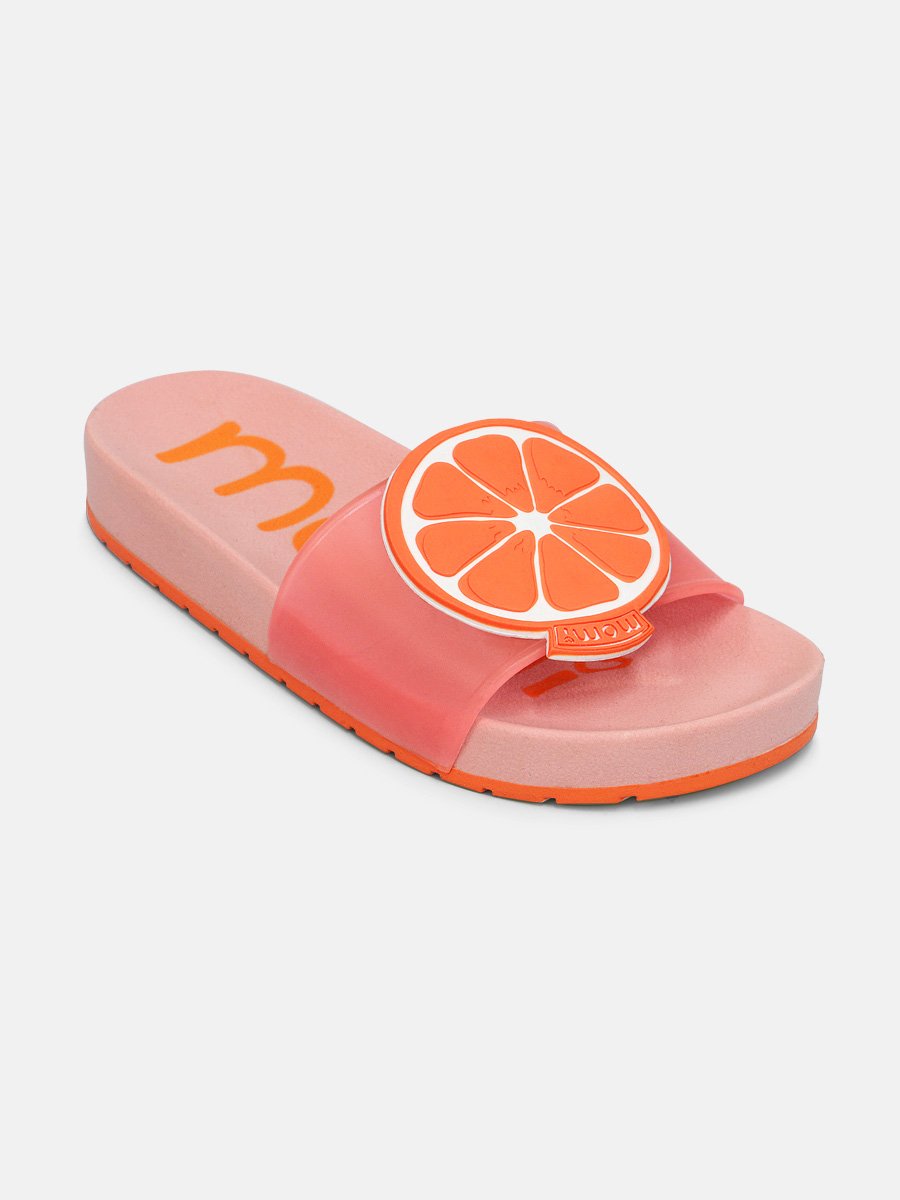 Girl's Slide Flip Flop with Orange Patch