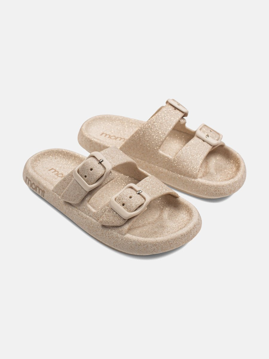 Momi Girls' Cloud Sandals – Glitter Double Buckle Sandals