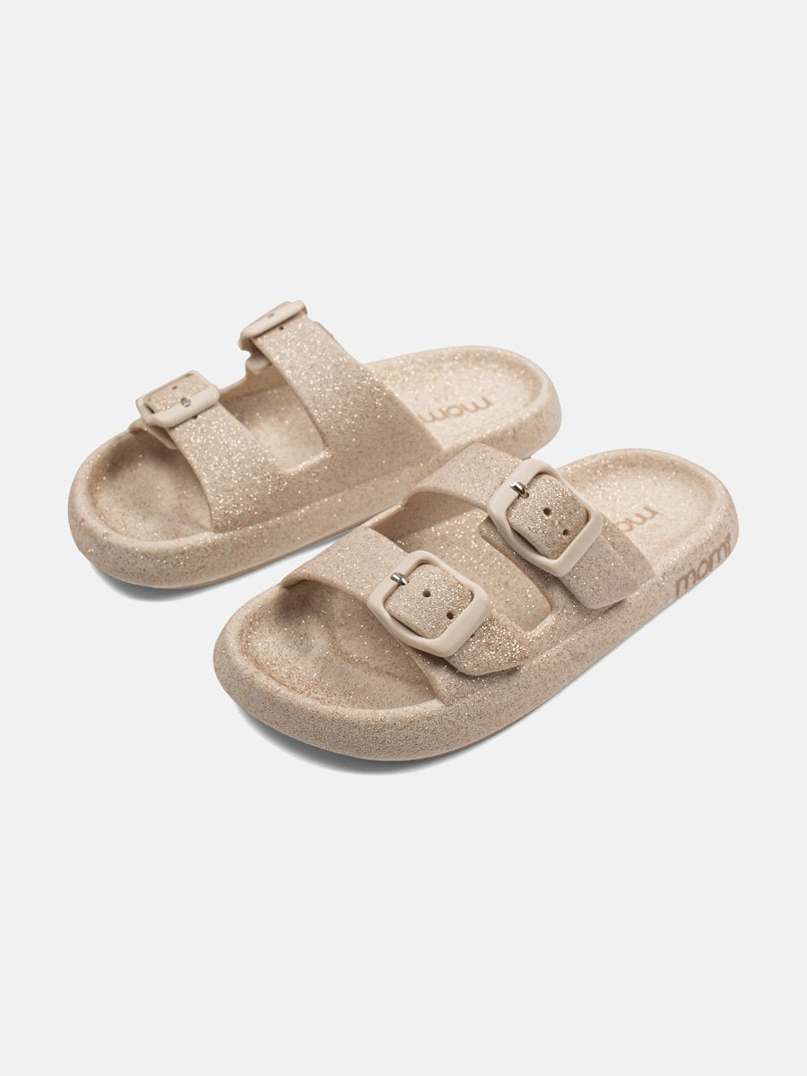 Momi Girls' Cloud Sandals – Glitter Double Buckle Sandals