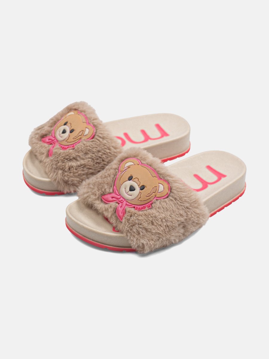 Momi Girls' Slides – Fuzzy Little Bear Slides