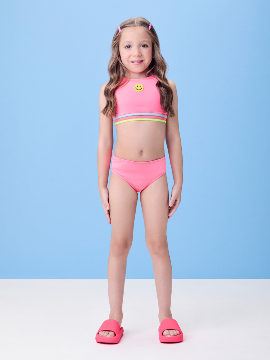 Pink Bikini with Striped Elastic