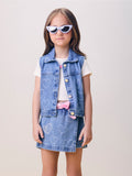 Denim Vest with Hearts and Rhinestones