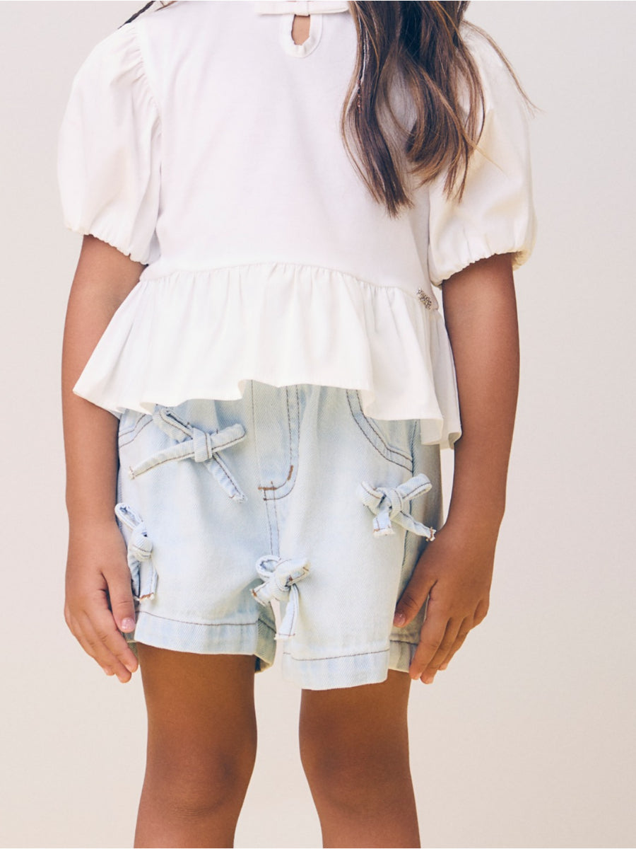 Jeans Shorts with Bows