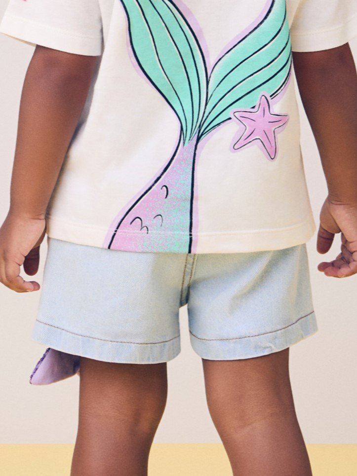 Short Jeans with Sequined Mermaid Bottom