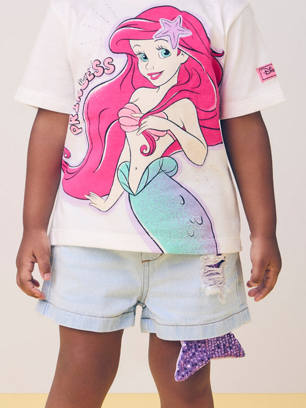 Short Jeans with Sequined Mermaid Bottom