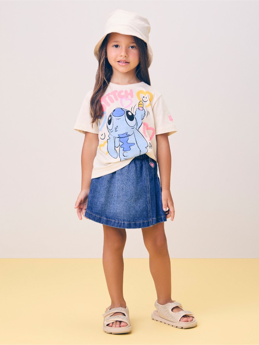 Denim Pleated Skirt-Short