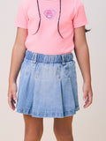 Denim Skirt Shorts with Pleats