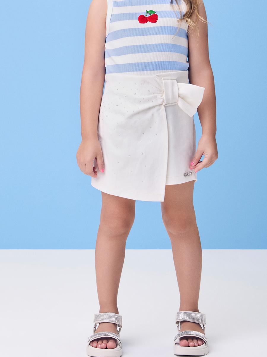 Short Twill Skirt with Stones