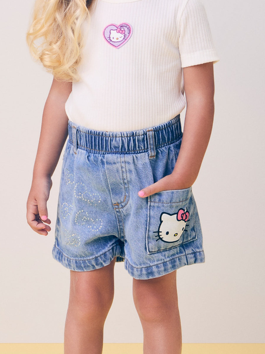 Hello Kitty Jeans Shorts with Rhinestones