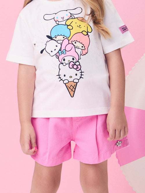 Cherry Pink Twill Shorts