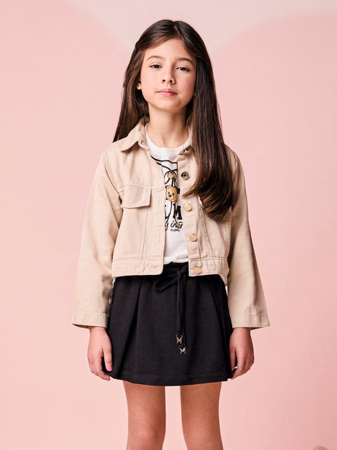 Short Girls Black Children's Skirt with Pendant