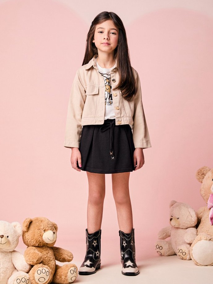 Short Girls Black Children's Skirt with Pendant