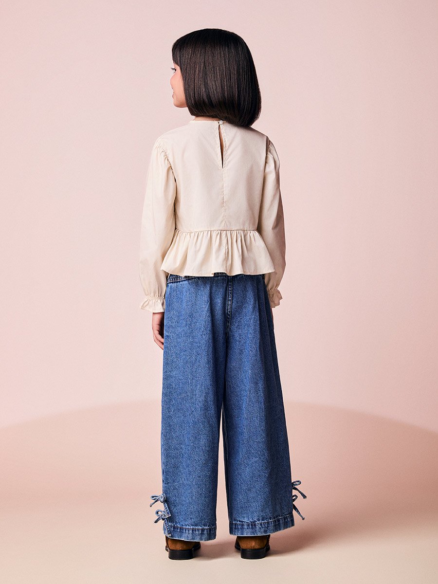 Girls Blouse with Floral Embroidery