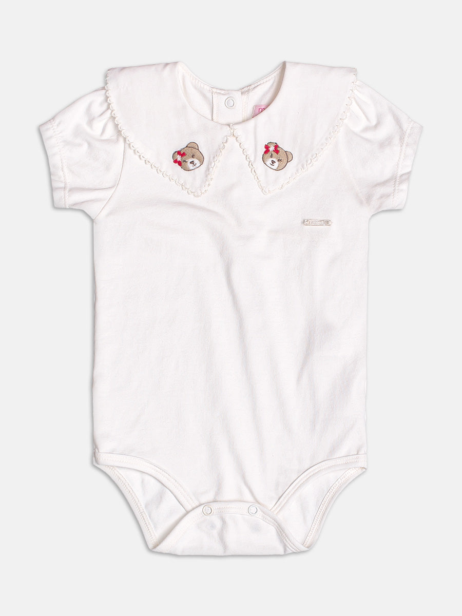 Bodysuit with Bear Patch on the Collar