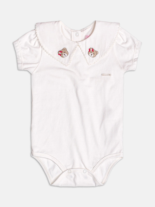 Bodysuit with Bear Patch on the Collar