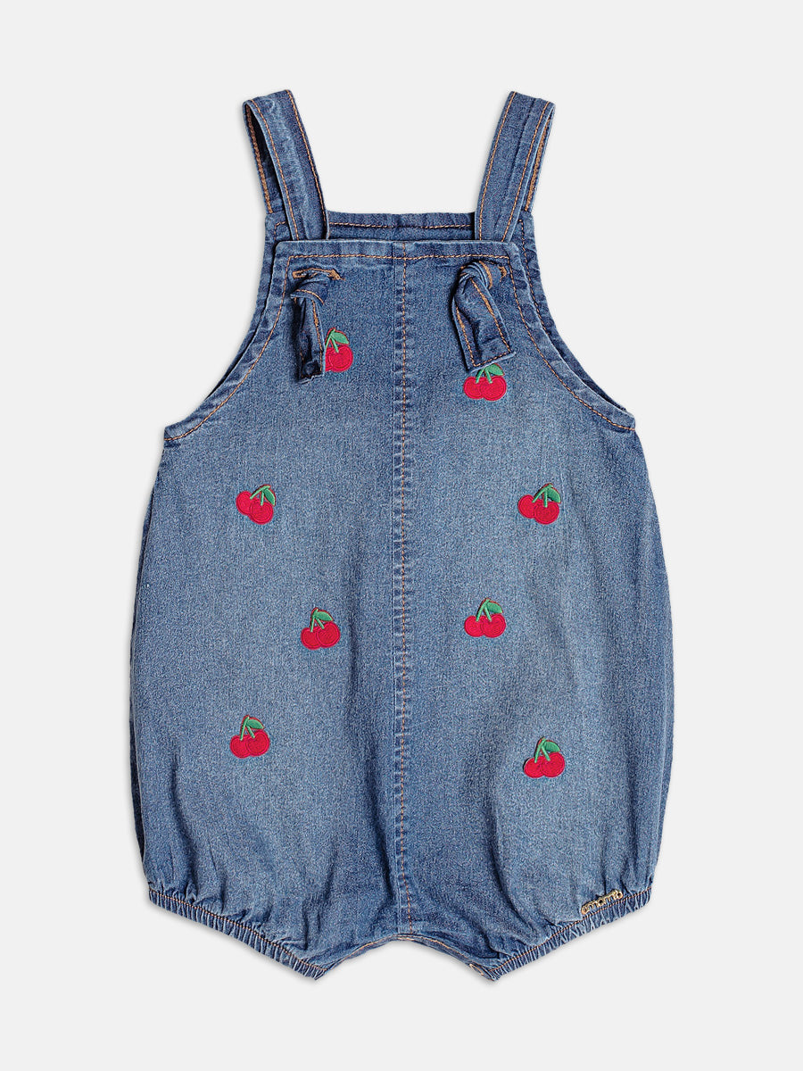 Jeans dungarees with cherry patch
