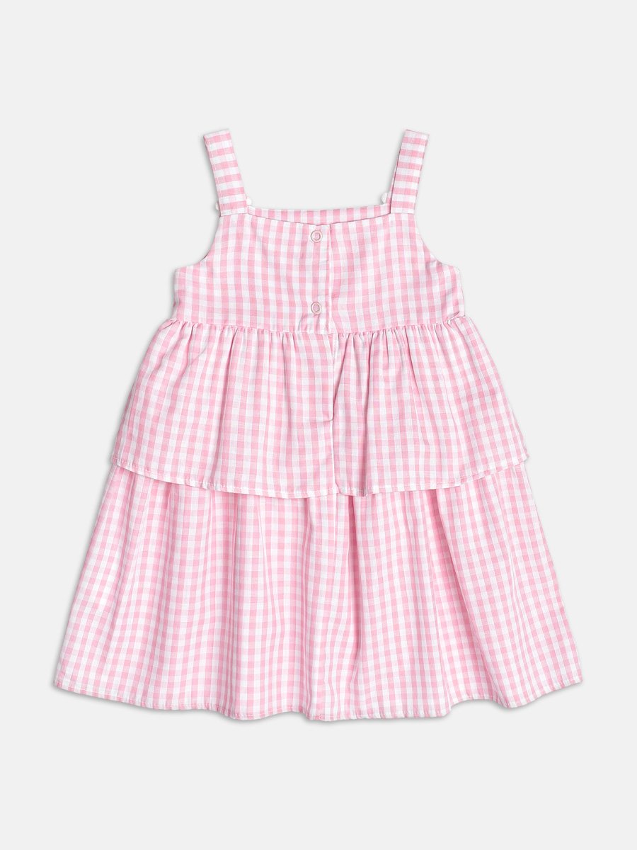 Checkered Dress with Flower Patch