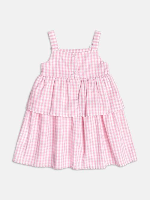 Checkered Dress with Flower Patch