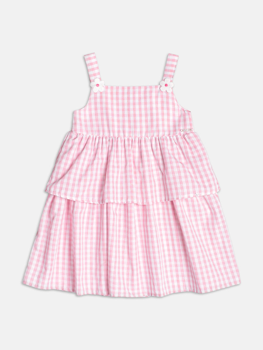 Checkered Dress with Flower Patch
