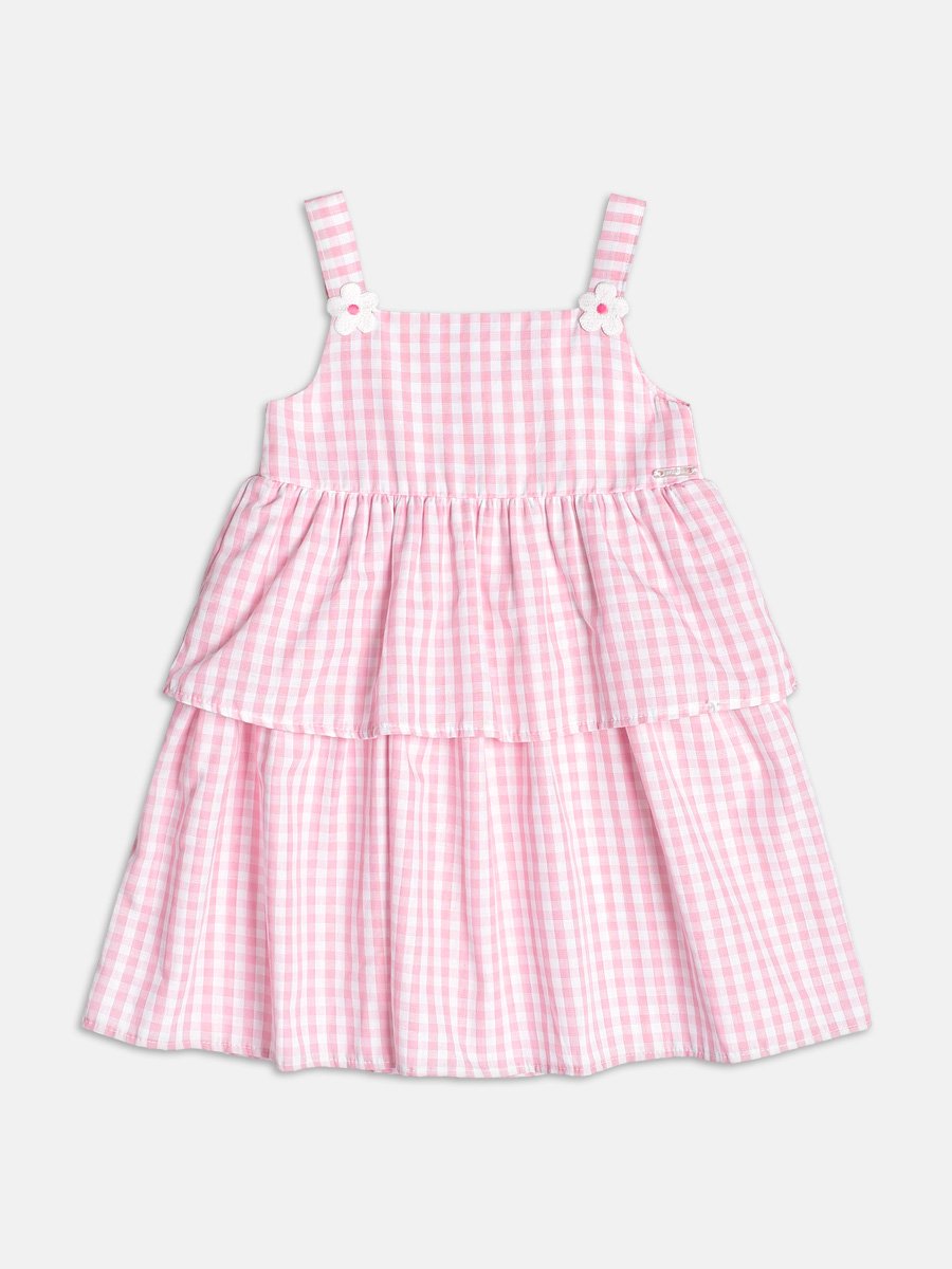 Checkered Dress with Flower Patch