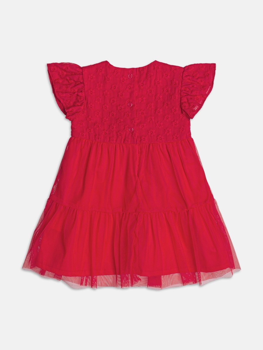 Red Laise Dress with Flowers