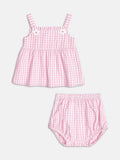 Pink Vichy Gingham Set with Flower Patch