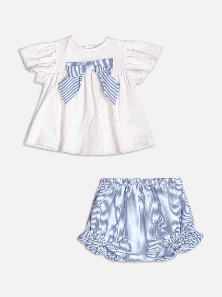 Blue Striped Set with Bow