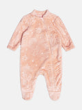 Girls Heart Print Plush Romper