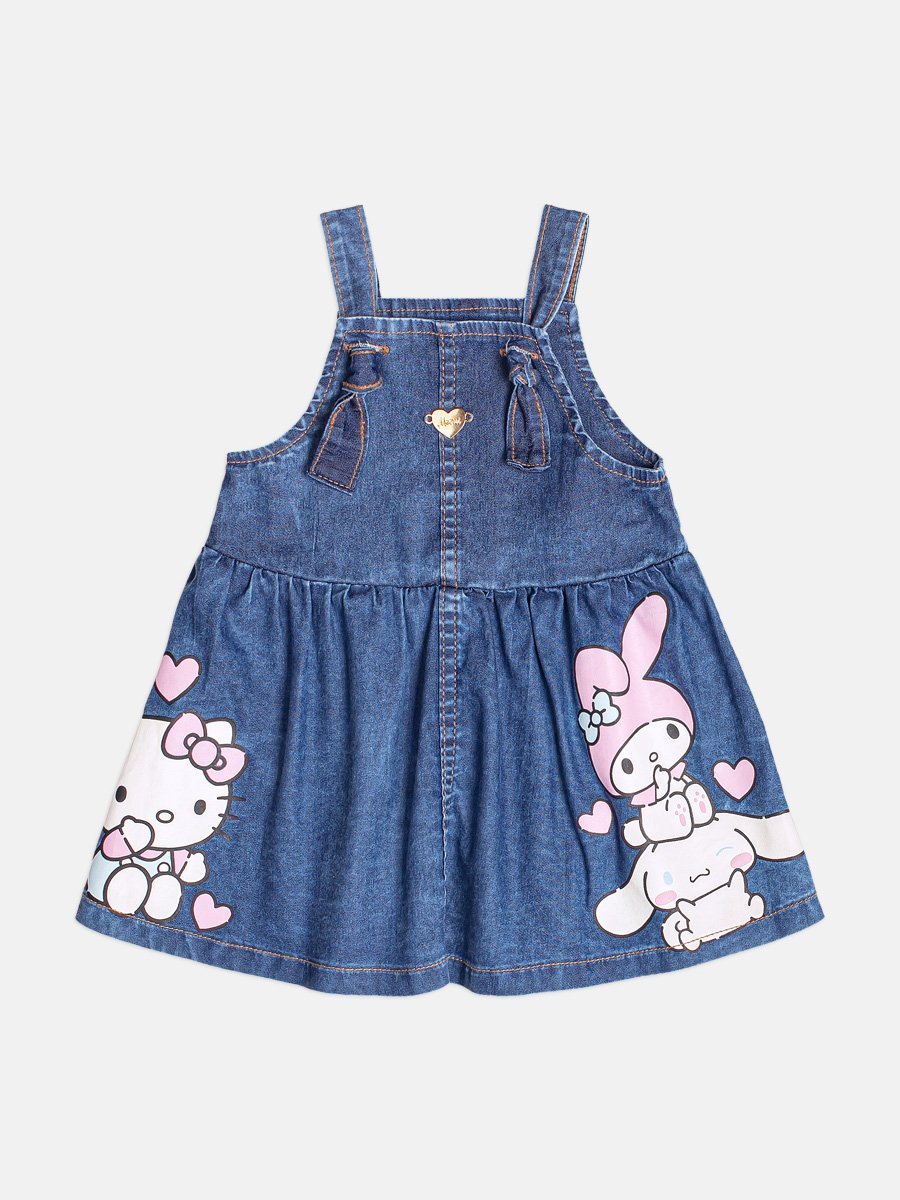 Momi Girls' Pinafore Dress – Denim Hello Kitty
