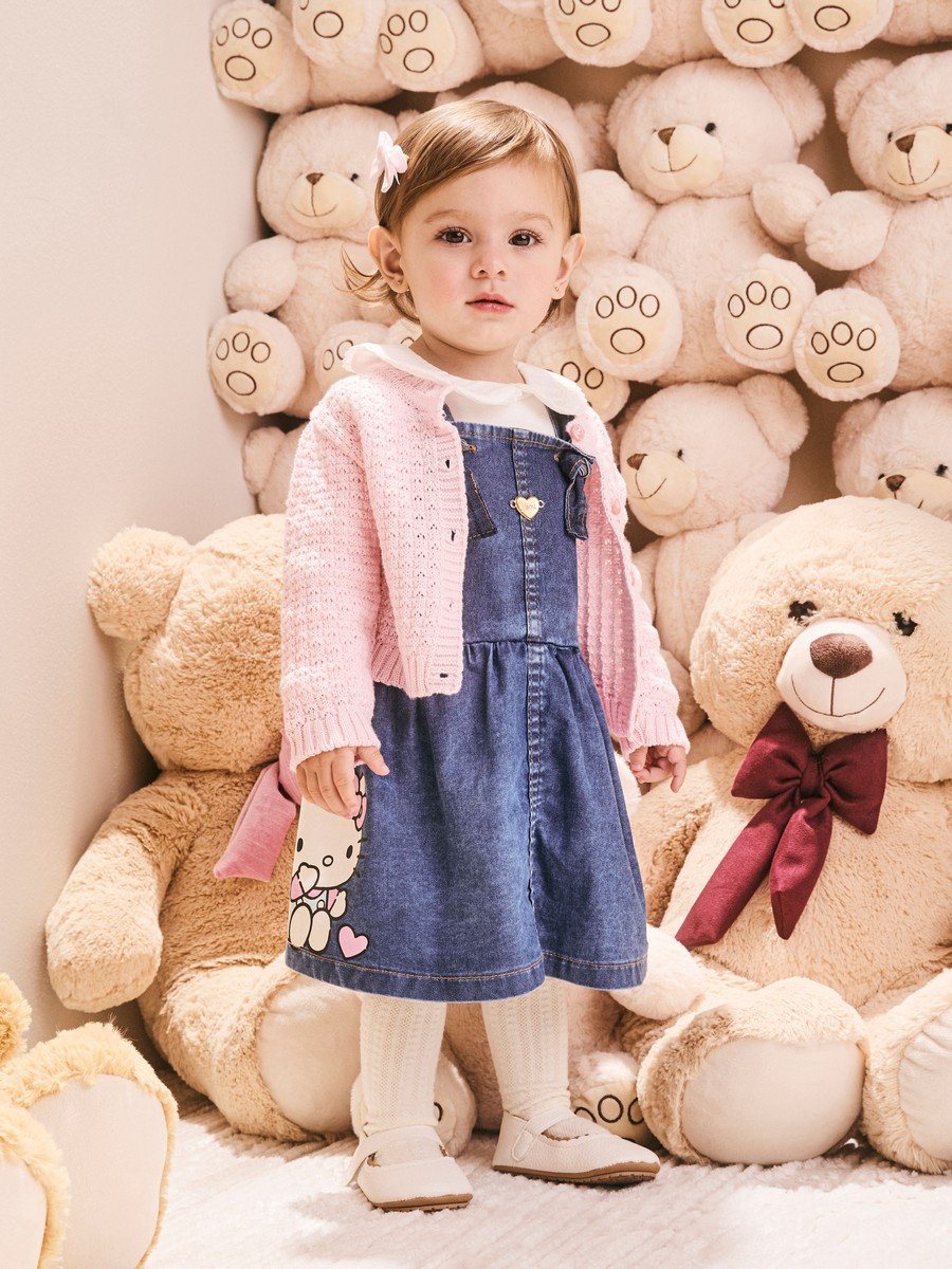 Momi Girls' Pinafore Dress – Denim Hello Kitty