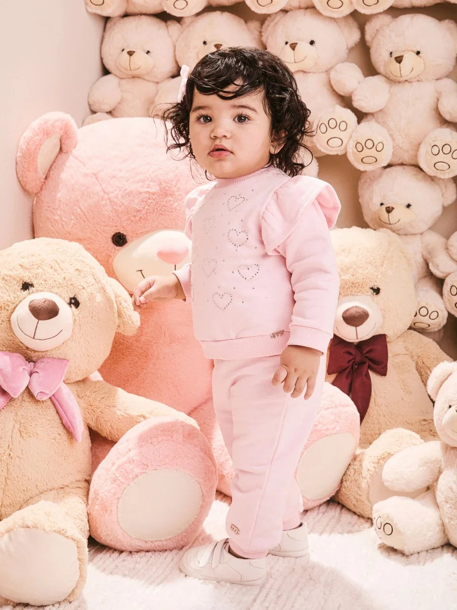 Momi Girls' Set – Fleece with Heart Rhinestones