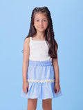 Blue Ribbed Set with Little Flowers
