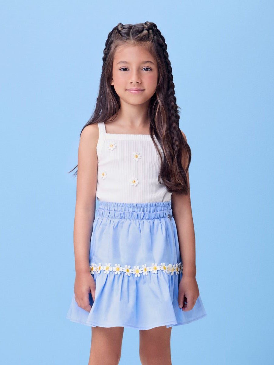 Blue Ribbed Set with Little Flowers