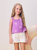 Purple Floral Ruched Set