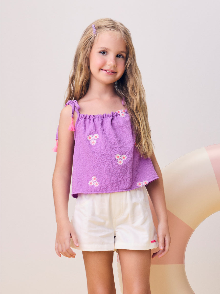 Purple Floral Ruched Set