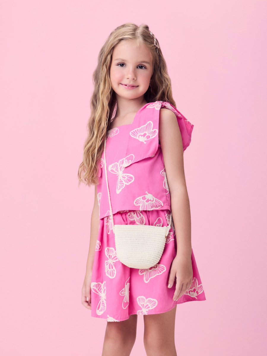 Pink Butterfly Tricoline Set
