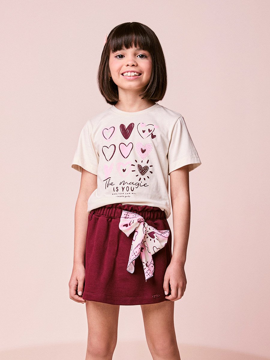 Girls Heart Print Set with Bow