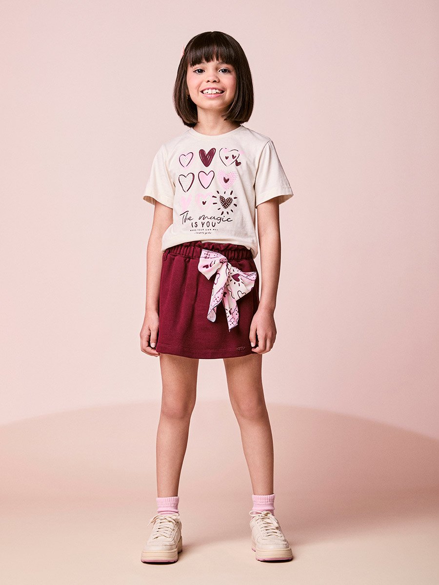 Girls Heart Print Set with Bow