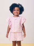 Girls Eyelet Set with Floral Arabesque