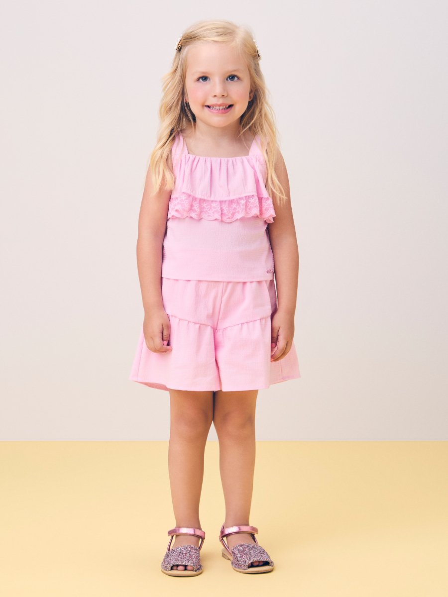 Pink Set with Lace Ruffle