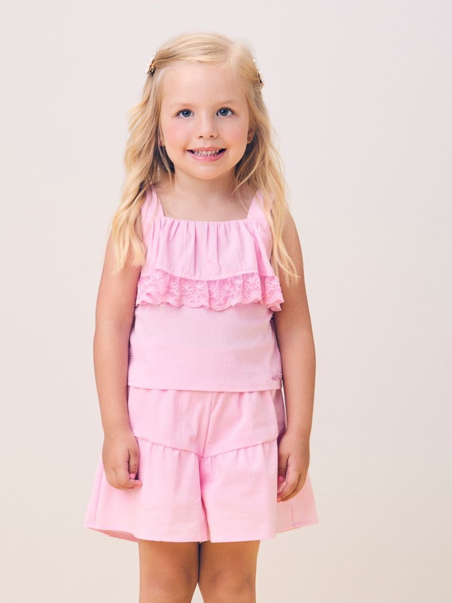 Pink Set with Lace Ruffle