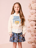 Girls Long Sleeve Floral Teddy Bear Set