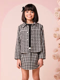 Children's Girl's Plaid Tweed Jacket with Rhinestones