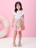 Neon Short Sleeve Set with Flowers