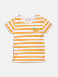 Striped Blouse with Orange Patch