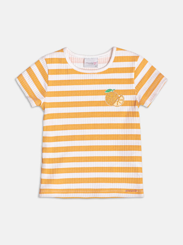 Striped Blouse with Orange Patch