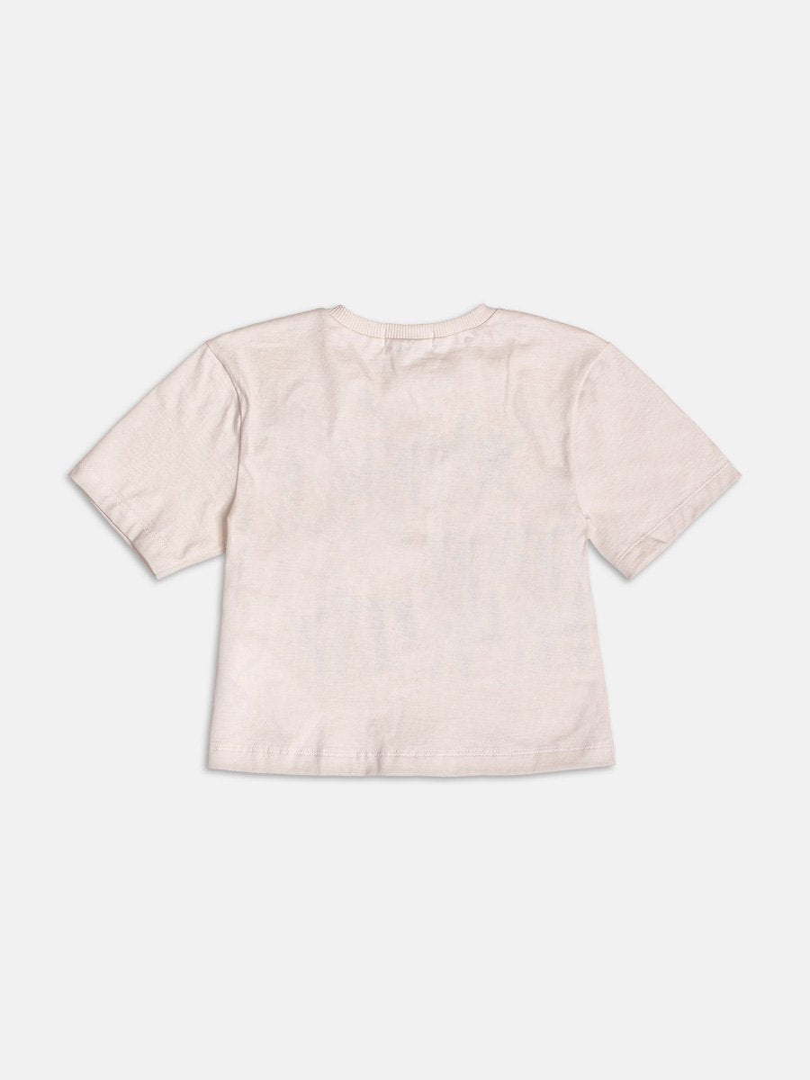 Beige Lettering Blouse with Bows