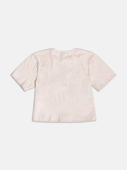 Beige Lettering Blouse with Bows