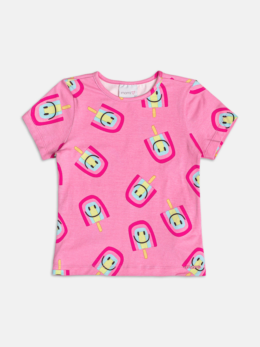 Ice Cream Pink Short Sleeve Blouse